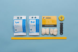 Parts included in a Hero Casting Kit for a dog brace